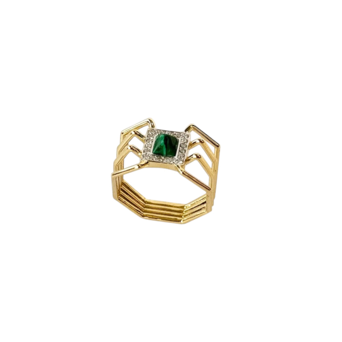 Spider Ring with Green Malachite